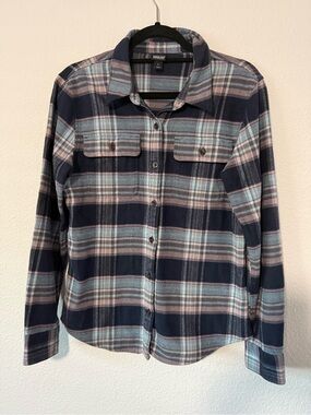 Patagonia Plaid Shirt Jacket - Navy, Light Blue, Pink  S3